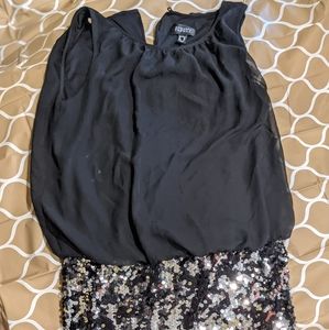 Black and Silver Adrianna Papell Sequin Dress sz 8